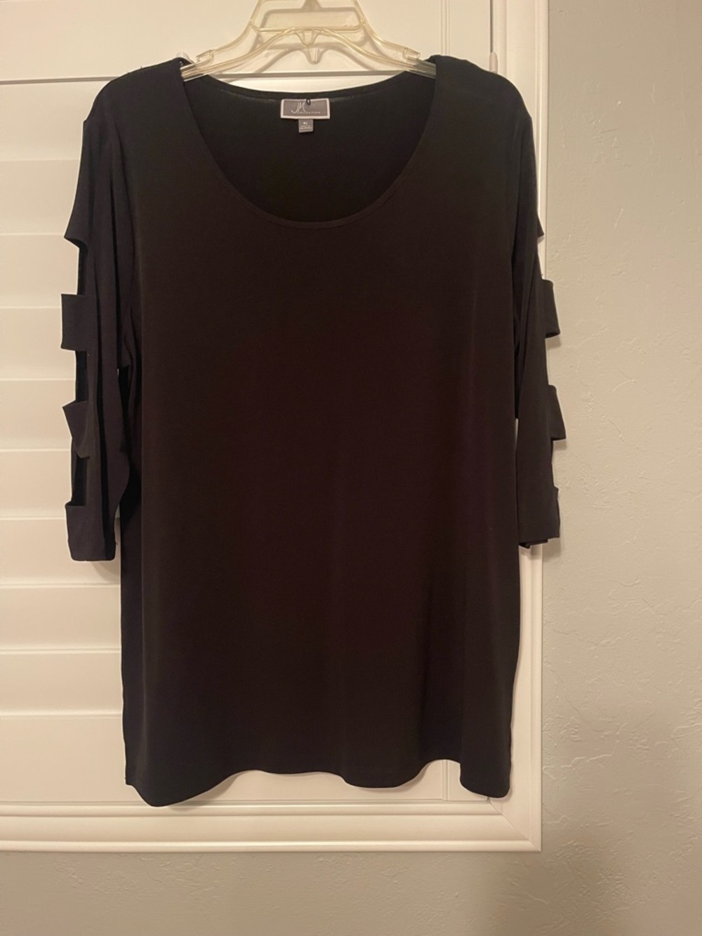 JM Collection Black Scoop-Neck Tunic with Ladder Sleeves